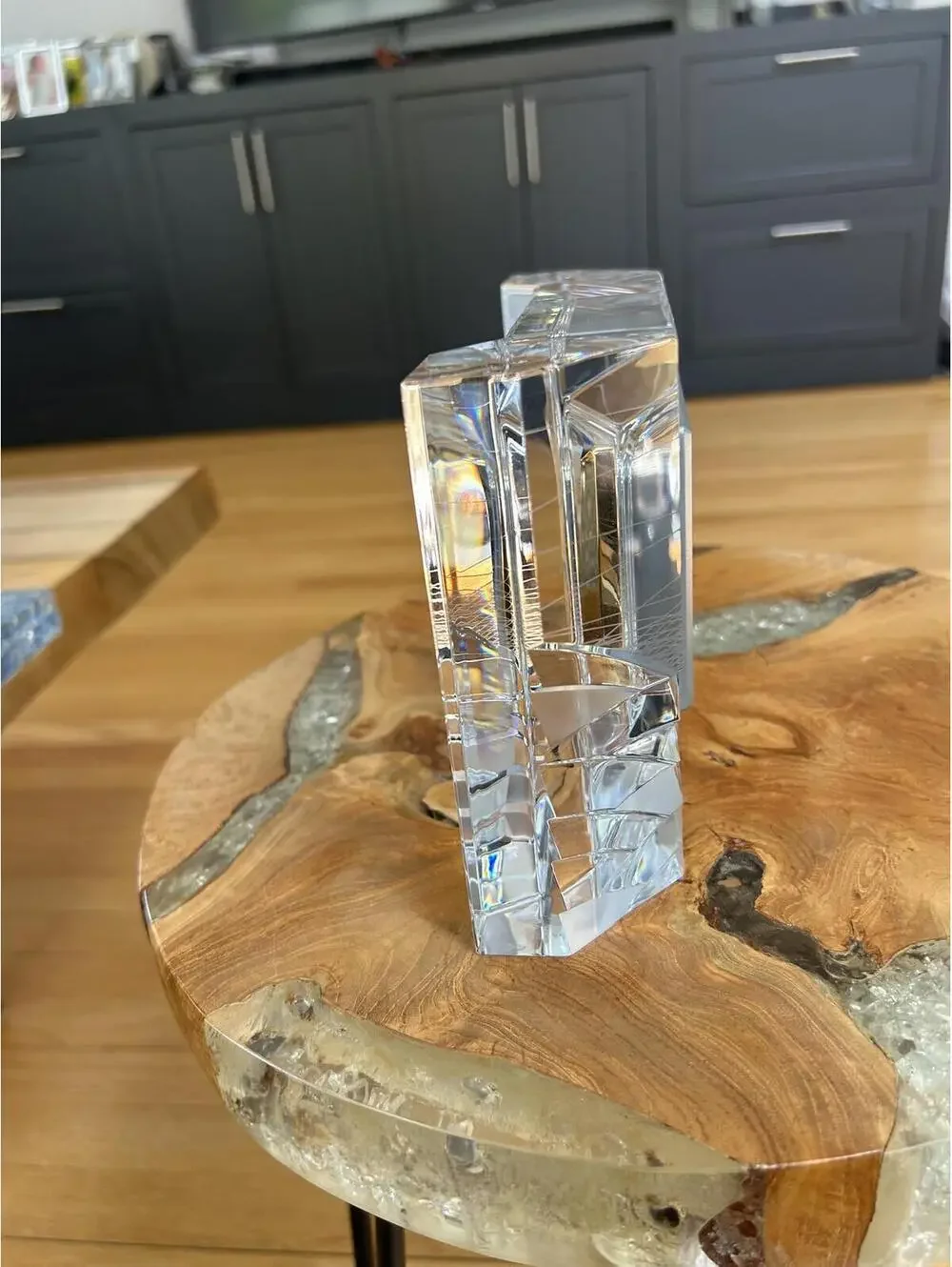 Bulova HOYA Crystal Mantel Clock with Gold Tone Face Japan Quartz